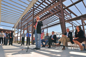 Idaho Gov. C.L. "Butch" Otter speaks at an event during the construction of the Mountain View Event Center in July. 