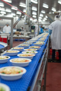 Products roll down the assembly line at the Amy's Kitchen plant in Pocatello. 